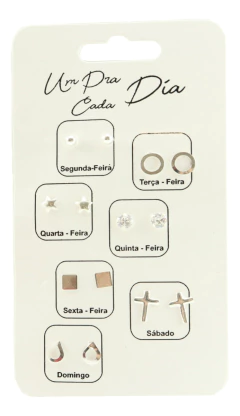Kit 7 Brincos Semaninha Semana Prata Legitima 925