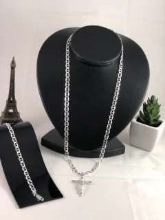 Conj. Cordão Pulseira Ping. Prata 925 Latinha 70cm 20cm - Lojas La&Ny