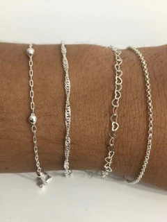 Kit 4 Pulseiras Prata Legítima 925 Bola Coração na internet
