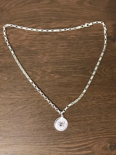 Corrente Bloco 80 Cm Pai Nosso Grande Prata 925