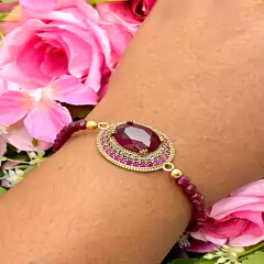 Pulseira Oval Vermelha Prata Turca 925 na internet