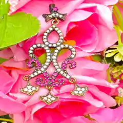 Pingente Pedras Branca Rosa Prata Turca 925 - comprar online
