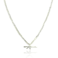 Corrente 60 cm Grumet Pingente R15 Prata 925