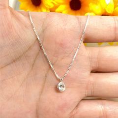 Colar Veneziana 45cm Ponto Luz Redondo Zirconia Prata 925 - loja online
