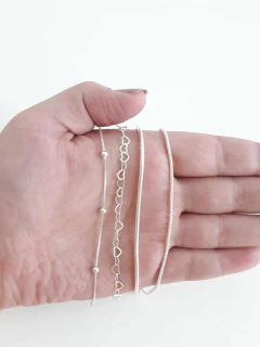 Conj. 4 Pulseiras Prata Legítima 925 Pipoca Rabo Rato Bola - Lojas La&Ny
