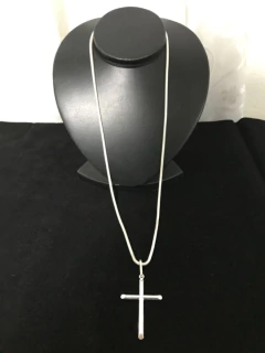 Imagem do Corrente Prata Maciça 925 Rabo Rato 70 Cm Crucifixo