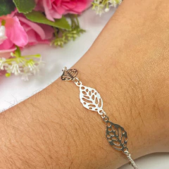 Pulseira Bolinha Folha 19cm Prata Legitima 925 - Lojas La&Ny