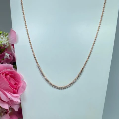 Corrente Cordão Bolinha 45cm C/pedra Folheado A Ouro Rose - loja online