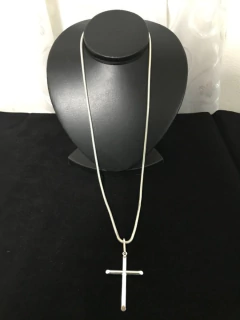Corrente Prata Maciça 925 Rabo Rato 70 Cm Crucifixo