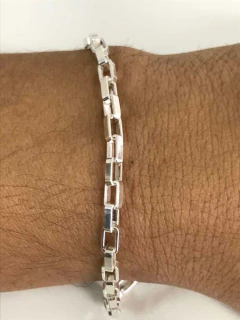 Pulseira Bloco Grossa Prata Legítima 925 22 Cm