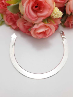 Pulseira Laminada Chata Grossa 7mm 18cm Prata Legitima 925 - loja online