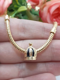 Berloque Charms Separador Coroa Folheado A Ouro 18k - Lojas La&Ny