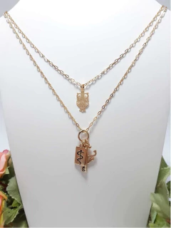 Colar Duplo Folheado A Ouro 18k C/ping. Medicina 40cm /45cm