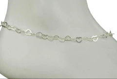 Tornozeleira Prata Legítima 925 Elo Coração / 25 cm / 0.3 cm - comprar online