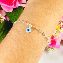 Pulseira Elo Olho Grego 19cm Prata Legítima 925