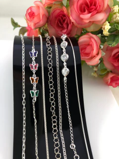 Promoção 7 Pulseiras Prata Maciça 925 Coração Elo Lisa - comprar online