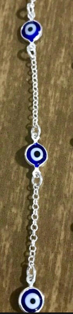 Promoção Pulseira Prata Maciça 925 Olho Grego Azul