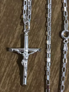Corrente Cordão Prata Maciça 925 Bloco 70 Cm Pingente - comprar online