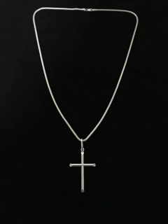 Corrente Prata Maciça 925 Rabo Rato 70 Cm Crucifixo - loja online