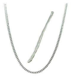 Conj. Corrente E Pulseira 60 Cm Grumet Prata Legitima 925