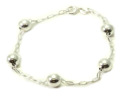 Pulseira Bloquinho Bola 7mm Prata Legítima 925