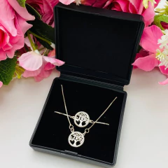 Conjunto Colar E Pulseira Árvore Da Vida Prata Legítima 925