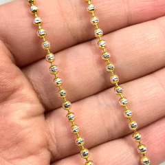 Colar Cordão Bolinha 45cm 3mm Prata 925 Folheado A Ouro 18k - Lojas La&Ny
