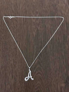 Colar Corrente Prata Legítima 60 Cm Pingente Letra A - comprar online