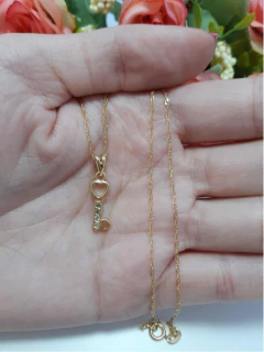 Colar Singapura Folheado A Ouro 18k C/ping. Chave 40cm - comprar online