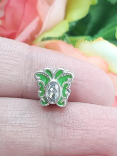 Berloque Borboleta Verde Prata Legitima 925 - comprar online