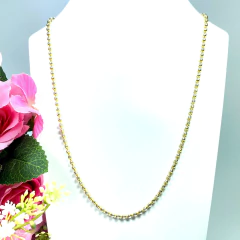 Colar Cordão Bolinha 45cm 3mm Prata 925 Folheado A Ouro 18k