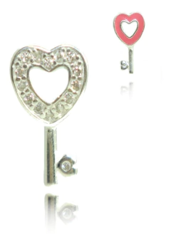 Berloque Charms Prata Legitima 925 Chave Cravejada Zirconia
