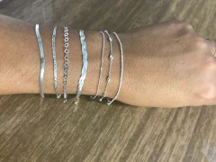 Conjunto 7 Pulseira Prata Maciça 925 Fios Chata Bolinha - comprar online