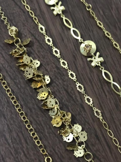 Conj. 5 Pulseira Folheado Ouro Caveira Elo Laço na internet