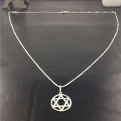 Corrente Prata Maciça 925 Pingente Estrela Davi 60cm - comprar online