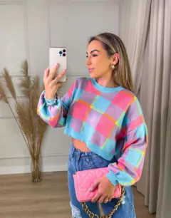 Blusa Cropped Xadrez