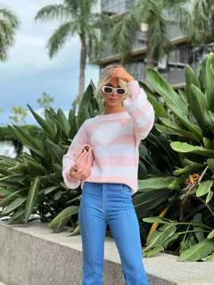 Blusa Tricot Coração na internet