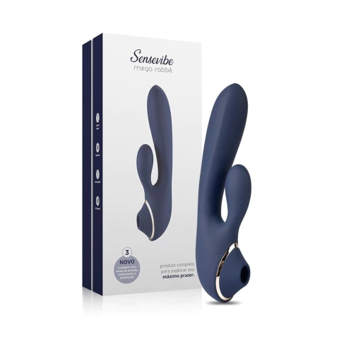 Vibrador e Estimulador Recarregavel Sensevibe Mega Rabbit