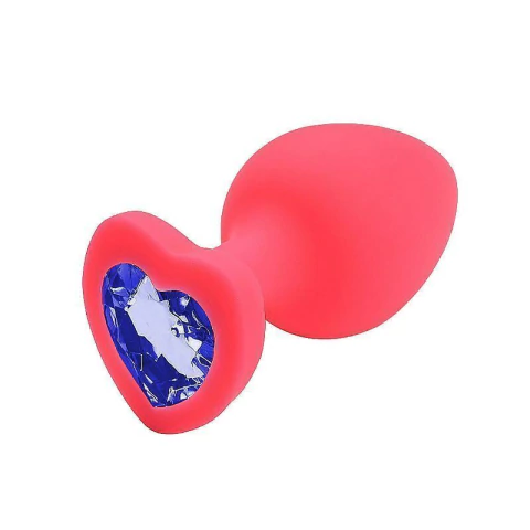 Plug Anal M - Silicone Pink com coração Azul