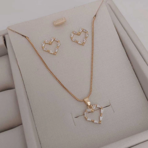 Conjunto Coração Zircônia - comprar online