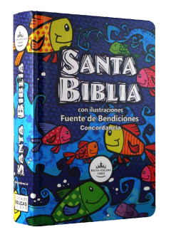 Biblia Infantil Ilustrada Fuente de Bendiciones Reina Valera 1960 Chica Letra Mediana Azul Peces [RVR045cPLMFBTIZ]