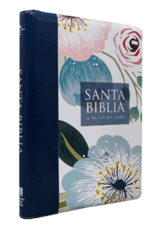 Biblia Reina Valera 1960 tamaño Mediana, Letra Gigante 14 puntos Imitación Piel Azul Flores [RVR066ZLGiPJR] - comprar en línea