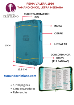 Biblia Reina Valera 1960 Chica Letra Mediana Imitación Piel Azul Amarillo Código QR [RVR045cZTILMPJR]