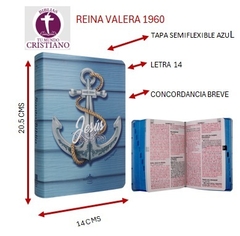 Biblia Reina Valera 1960 Mediana Letra Gigante Tapa Semiflexible Azul Claro Ancla [RVR.61ecLGiPJR]