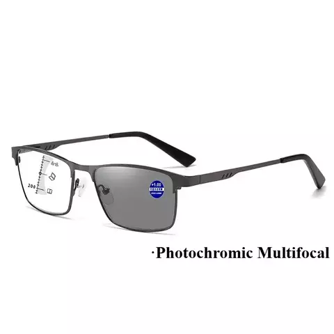 Homens quadrados de metal grande quadro multifocal fotocromático leitura primav