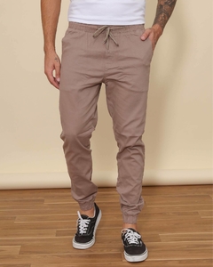 Calça Jogger Sarja Masculina com Elástico na Perna e Ajuste por Cordão - loja online
