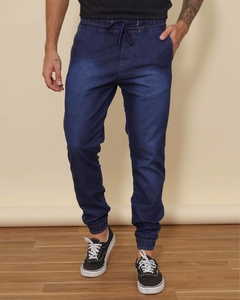 Calça Jogger Jeans Masculina com Elástico na Perna e Ajuste por Cordão na internet