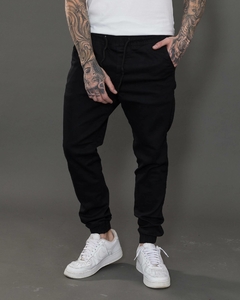 Calça Jogger Sarja Masculina com Elástico na Perna e Ajuste por Cordão - comprar online