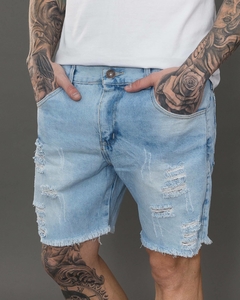 Bermuda Jeans Curta Rasgada Masculina Cores Variadas - loja online