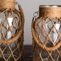 Vaso de Vidro Rústico com Corda - MaraviLar